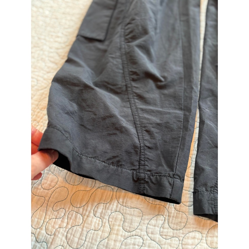 Free People Movement  Black Cargo Pants Ribbed Waist Wide Leg Snap Hem Womens M - Picture 3 of 9